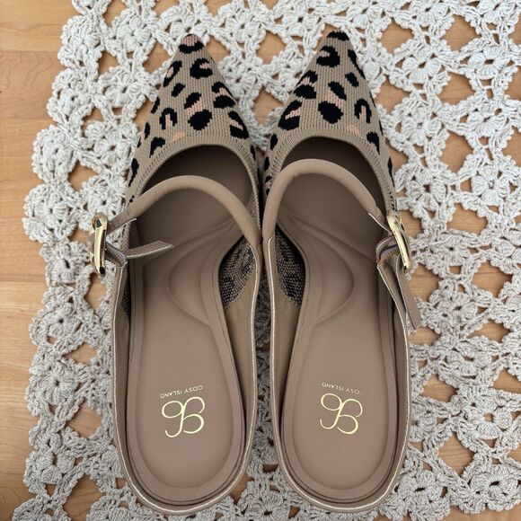 Cosy Island GraceLithe Leopard Knit Pointed Toe Heeled Mules Size 9, New - Picture 4 of 7